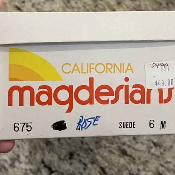 Vintage California Magdesians Women’s Suede Peep Toe Wedge Heels Bow Size 6M - Picture 12 of 15